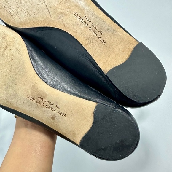Vera Wang lavender black leather flats with rhinestone ankle strap size 7 - Picture 6 of 11